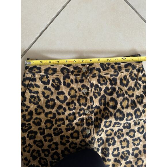 Ralph Lauren Button Front Leopard Print Skirt Pencil Knee Length Sz 2 Side... - Picture 6 of 8